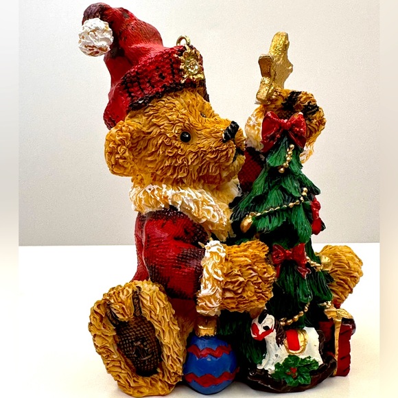 Vintage Santa Teddy Bear Christmas Tree Decoration 3.5" Hanging Figure Ornament - Picture 4 of 5